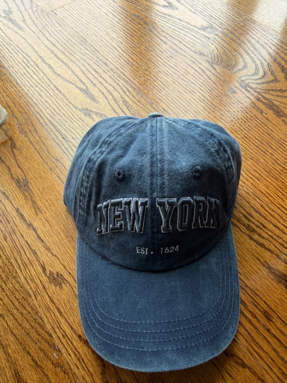 NEW YORK Embroidered Baseball Cap in Washed Navy